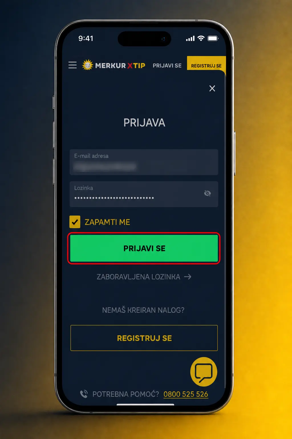 Prijava na MerkurXtip nalog uz unos podataka i dvofaktorsku autentifikaciju za sigurno klađenje